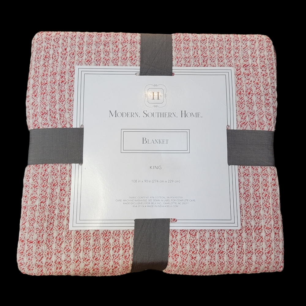 NWT Knit Blanket Cotton Waffle Knit Lightweight Coverlet King Woven Bedspread